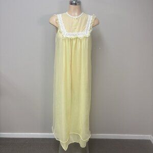 Vintage Lovelee Nightgown Large Nylon Double Layer Chiffon Sleeveless Midi 90s